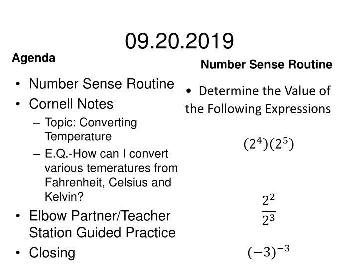 Temperature Conversions and Scales