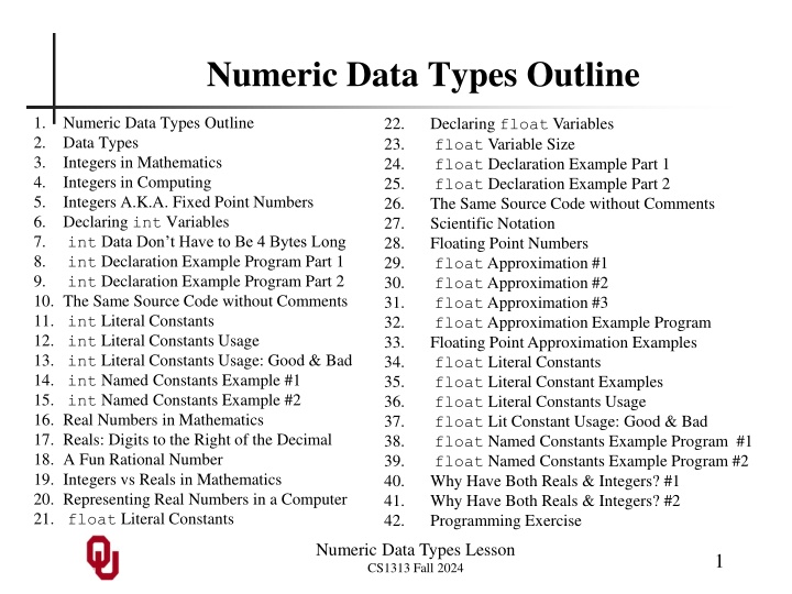 Numeric Data Types in Programming