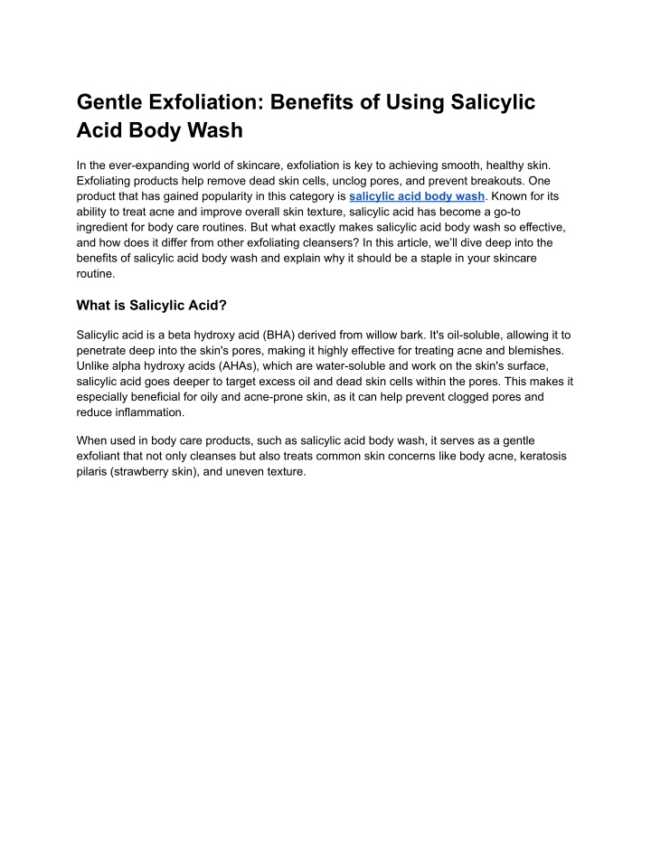 gentle exfoliation benefits of using salicylic n.w