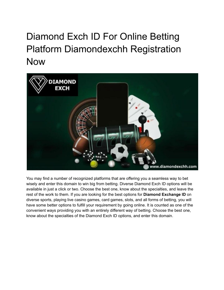 diamond exch id for online betting platform n.w