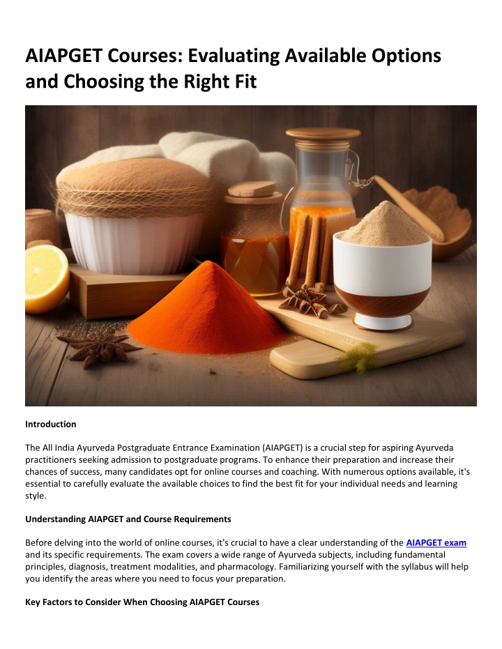 aiapget courses evaluating available options n.w