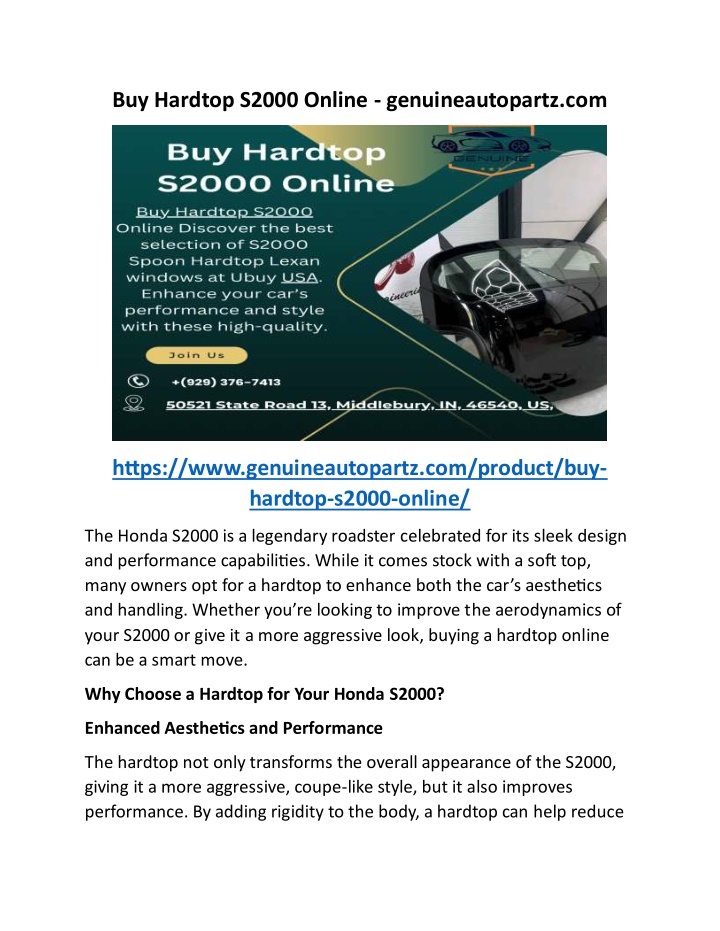 buy hardtop s2000 online genuineautopartz com n.w