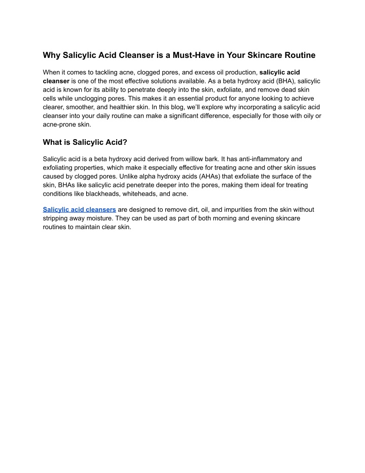 why salicylic acid cleanser is a must have n.w