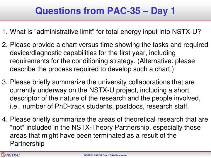 NSTX-U Project Overview