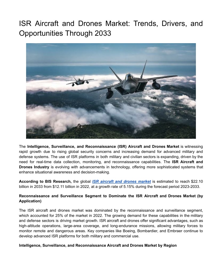 isr aircraft and drones market trends drivers n.w