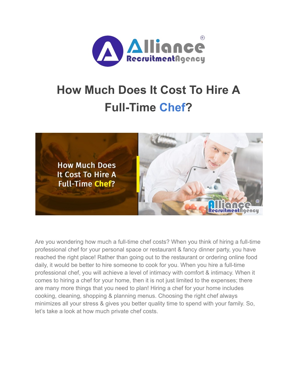 how much does it cost to hire a full time chef l.w