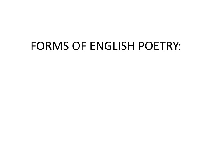 Forms of English Poetry: Blank Verse and Free Verse