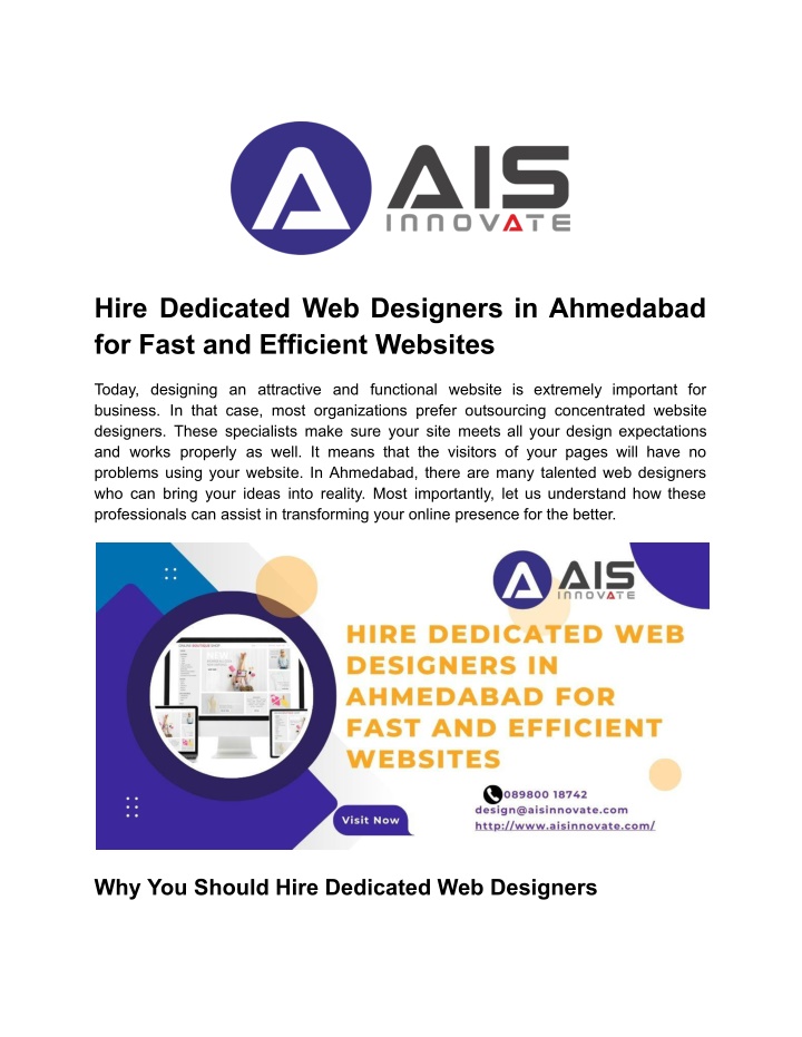 hire dedicated web designers in ahmedabad n.w