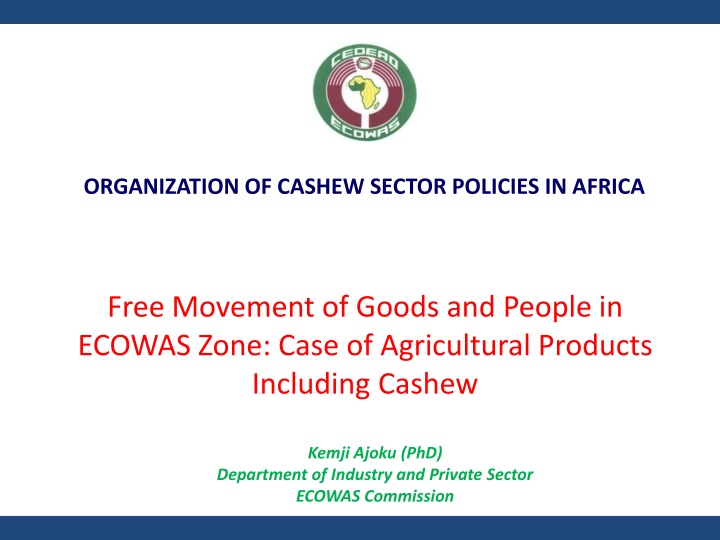 ORGANIZATION OF CASHEW SECTOR POLICIES IN AFRICA