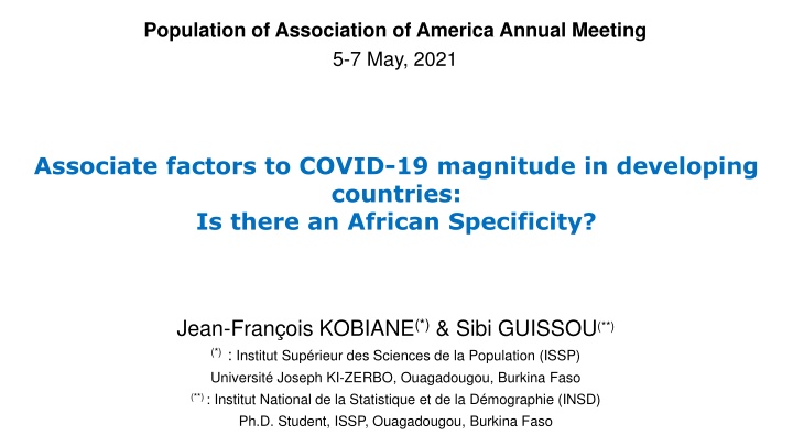 Factors Influencing COVID-19 Magnitude in Developing Countries: African Specificity
