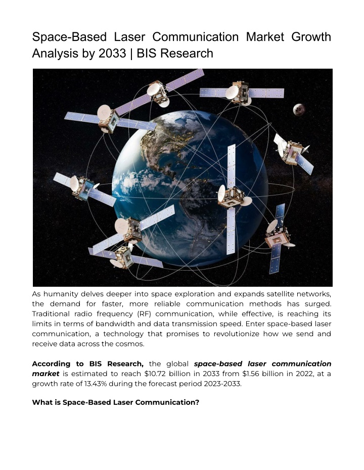 space based laser communication market growth n.w
