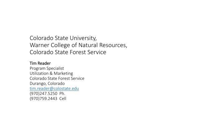 Forestry and Wood Products Program Overview at Colorado State University