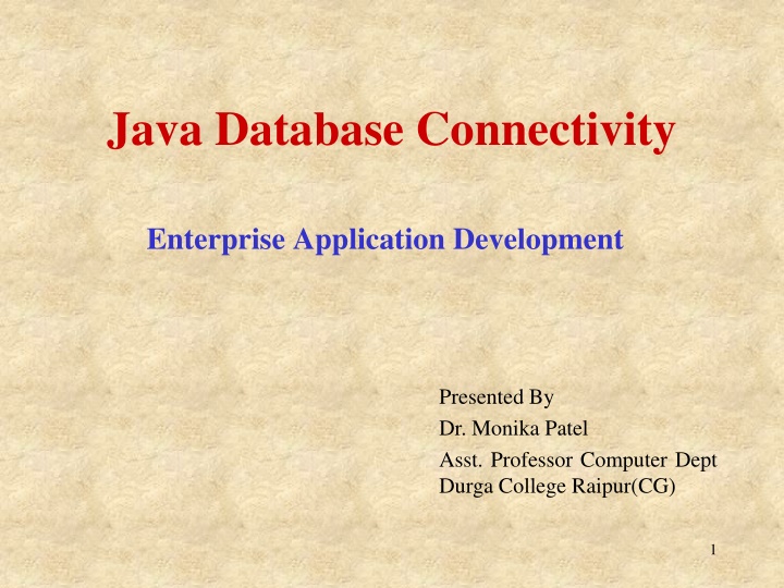 Introduction to Java Database Connectivity (JDBC) in Enterprise Application Development