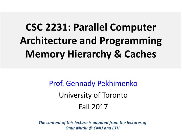 Memory Hierarchy in Parallel Computer Architecture