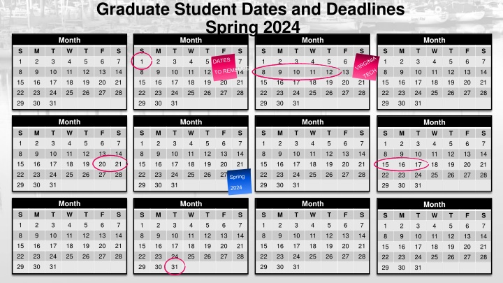 Important Dates and Deadlines for Graduate Students - Spring 2024