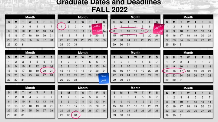 Graduate School Dates and Deadlines for Fall 2022