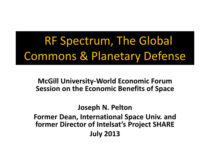 The Economic Importance of Space Technology and Planetary Defense