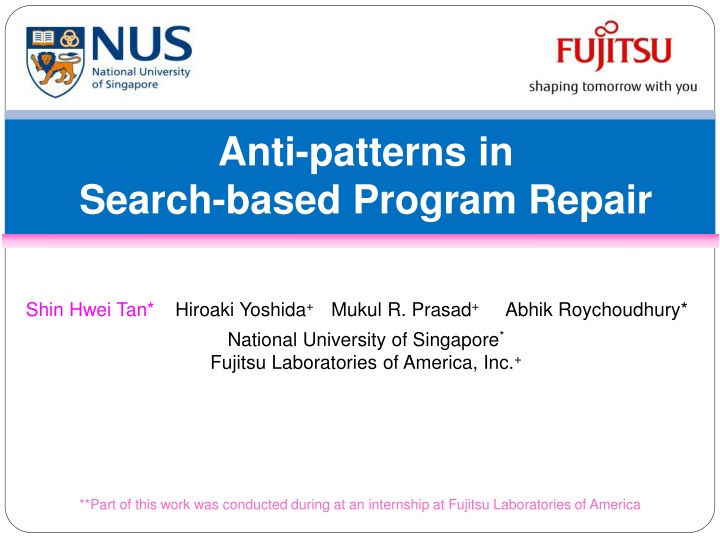 Automated Program Repair and Anti-Patterns in Search-Based Program Repair