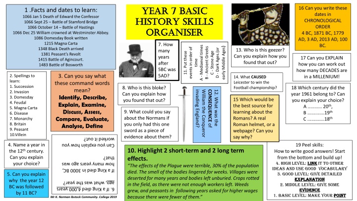History Skills and Timeline Events Organization