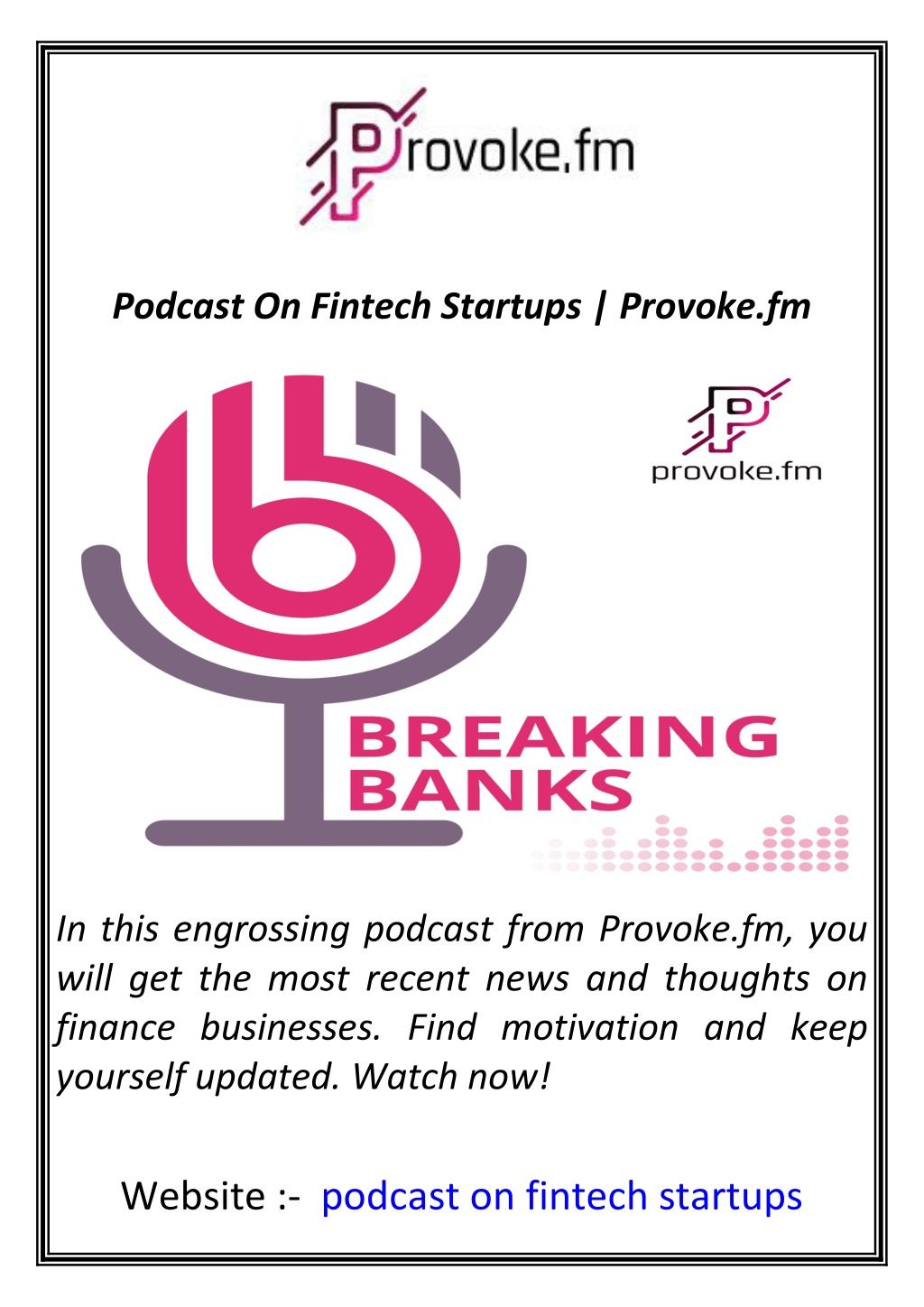 podcast on fintech startups provoke fm l.w