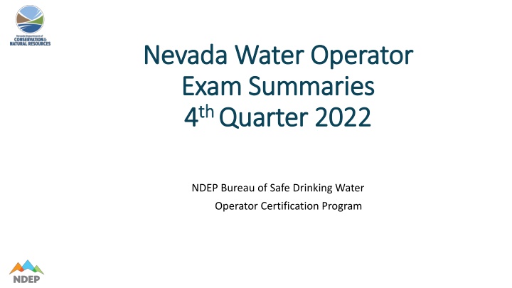 Nevada Water Operator Exam Summaries 4th Quarter 2022