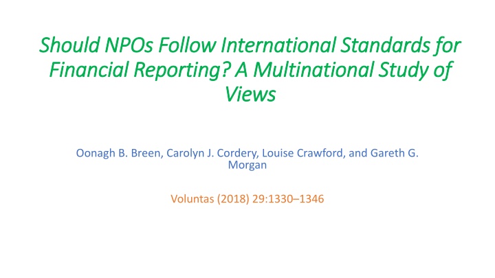 International Standards for NPO Financial Reporting: A Multinational Study