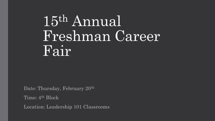 Parkview High School Freshman Career Fair Details