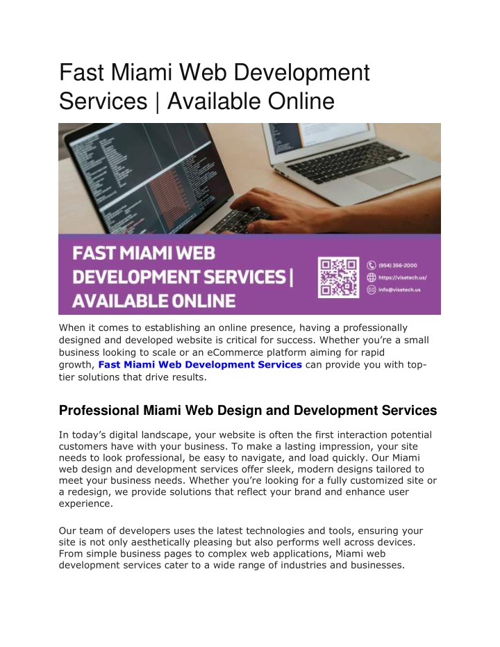 fast miami web development services available n.w