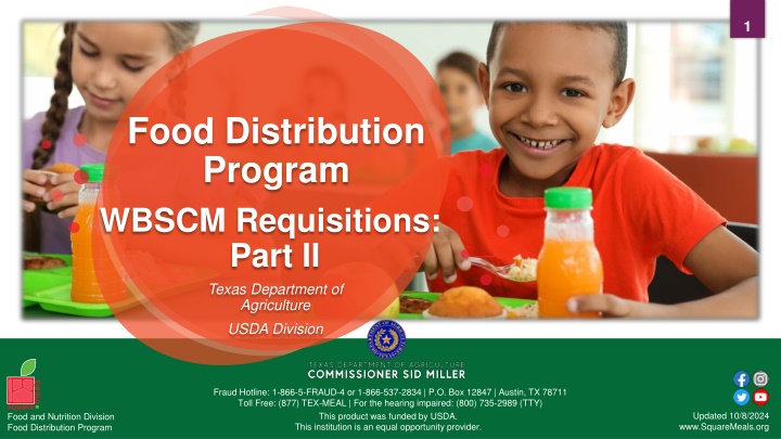 Food Distribution Program and Fraud Reporting Details