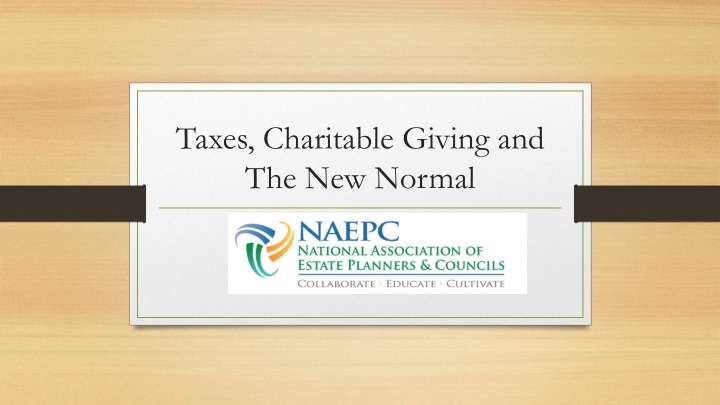 Taxes, Charitable Giving, and Legislative Impacts