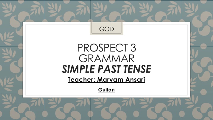 Simple Past Tense in Grammar
