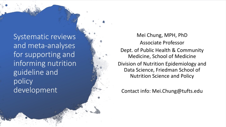 Role of Systematic Reviews in Nutrition Guideline Development