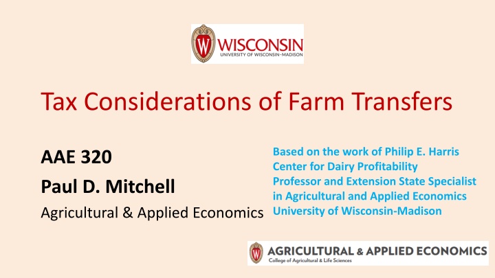 Tax Considerations for Farm Asset Transfers