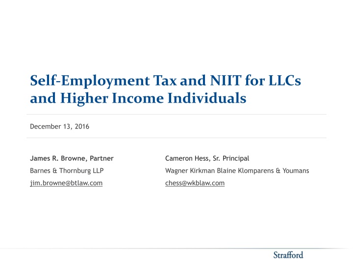 Self-Employment Tax and NIIT for LLCs and High-Income Individuals