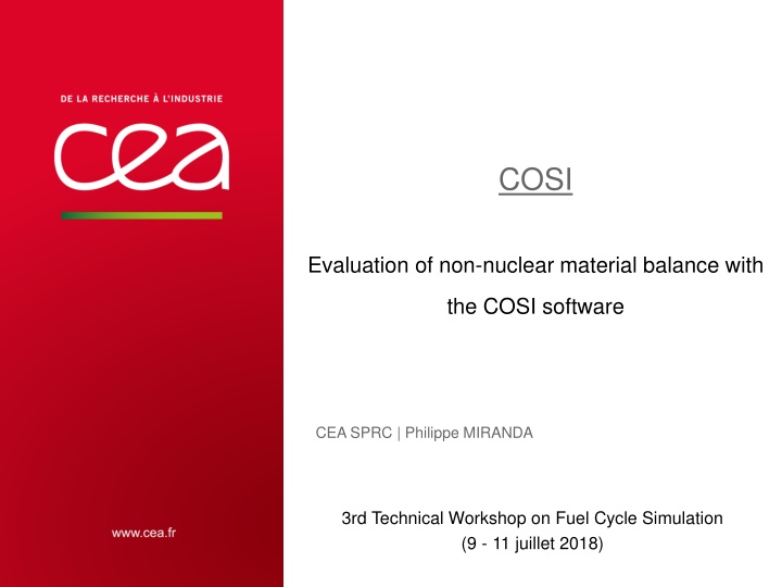 Evaluation of Critical Non-Nuclear Material Balance Using COSI Software