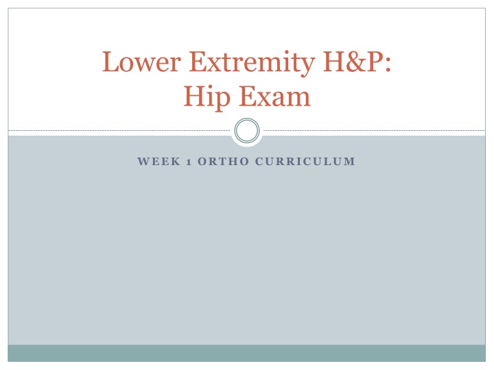 Comprehensive Lower Extremity Hip Examination in Orthopedic Curriculum