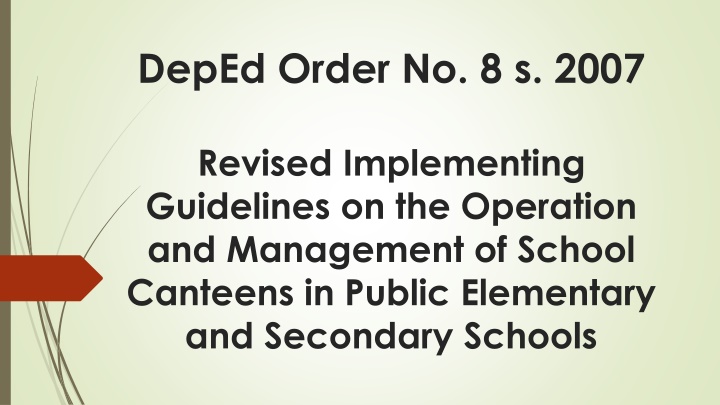 Guidelines for Operating School Canteens in Public Schools