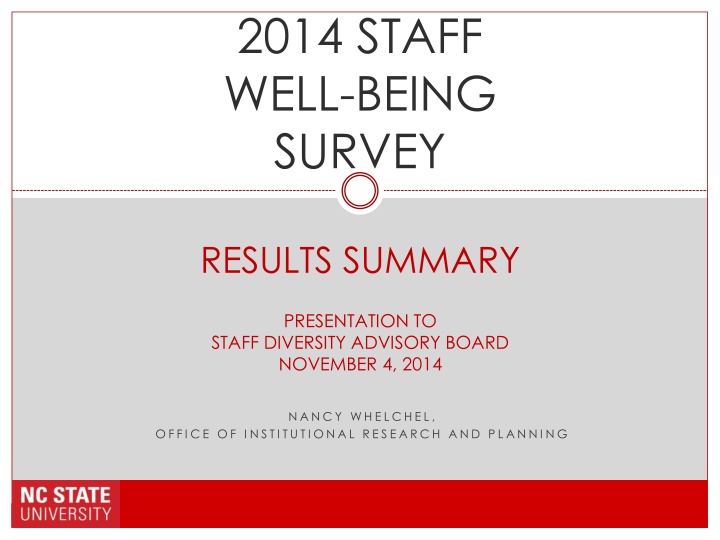 2014 Staff Well-being Survey Results Summary Presentation