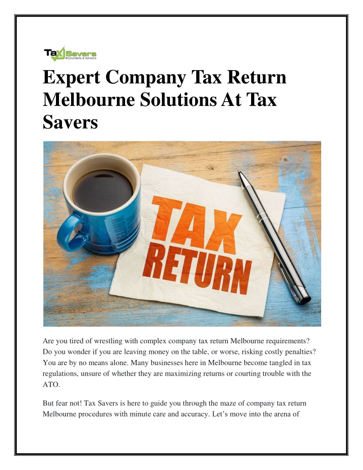 expert company tax return melbourne solutions n.w