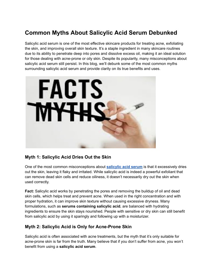 common myths about salicylic acid serum debunked n.w