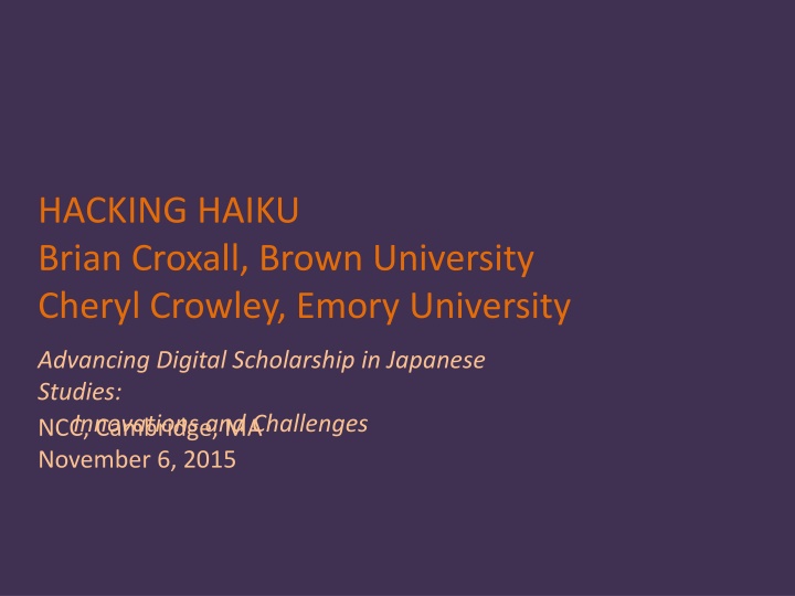 Digital Scholarship in Japanese Studies