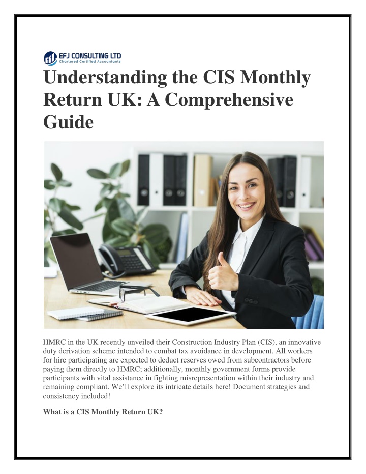 understanding the cis monthly return n.w