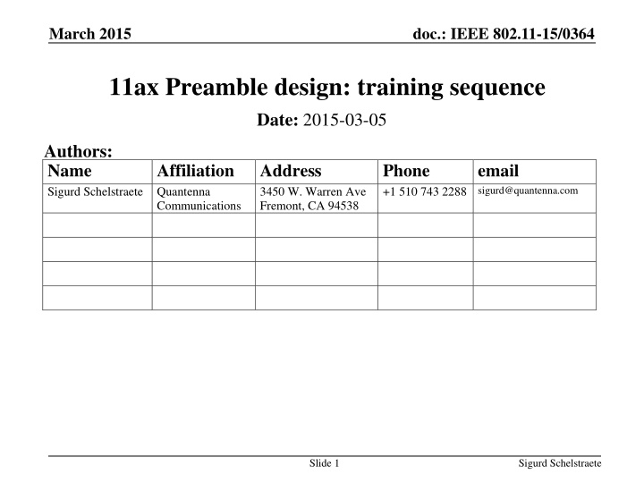 IEEE 802.11-15/0364: Channel Estimation Considerations in Wi-Fi Standards