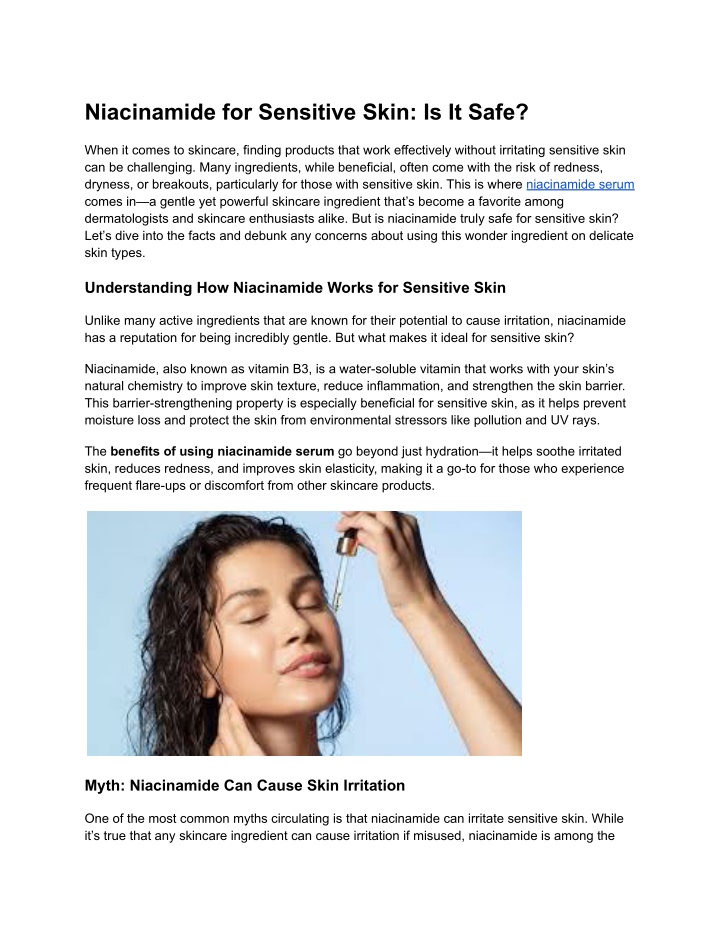 niacinamide for sensitive skin is it safe n.w