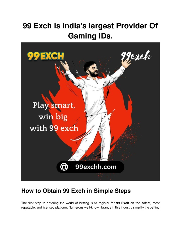 99 exch is india s largest provider of gaming ids n.w