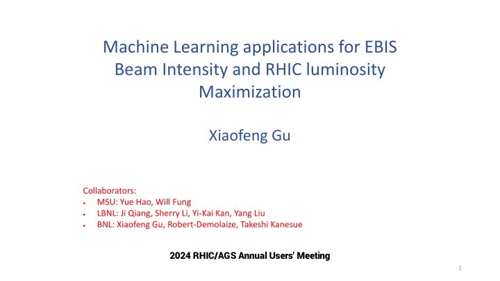 Machine Learning Applications for EBIS Beam Intensity and RHIC Luminosity Maximization