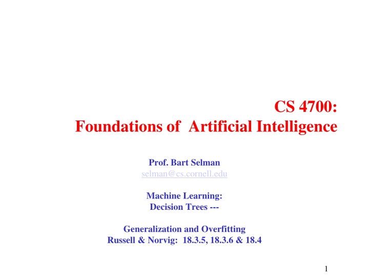Machine Learning: Decision Trees and Overfitting