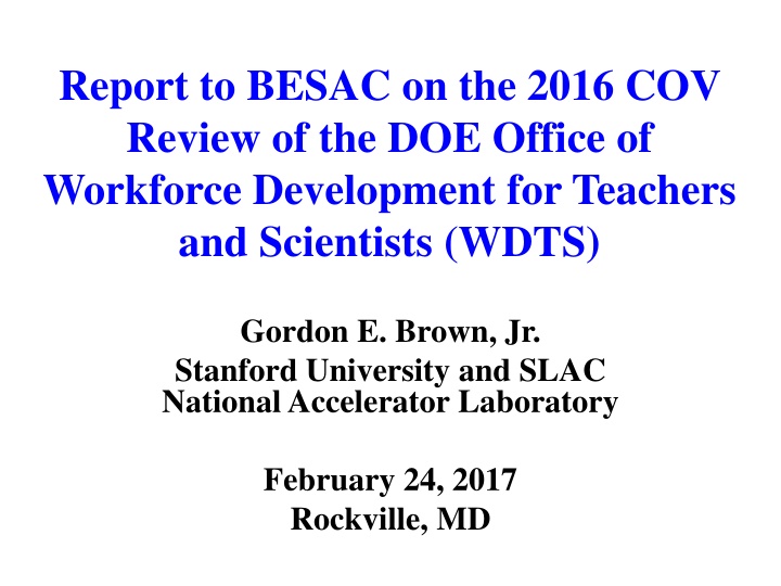 Review of DOE Office of Workforce Development for Scientists