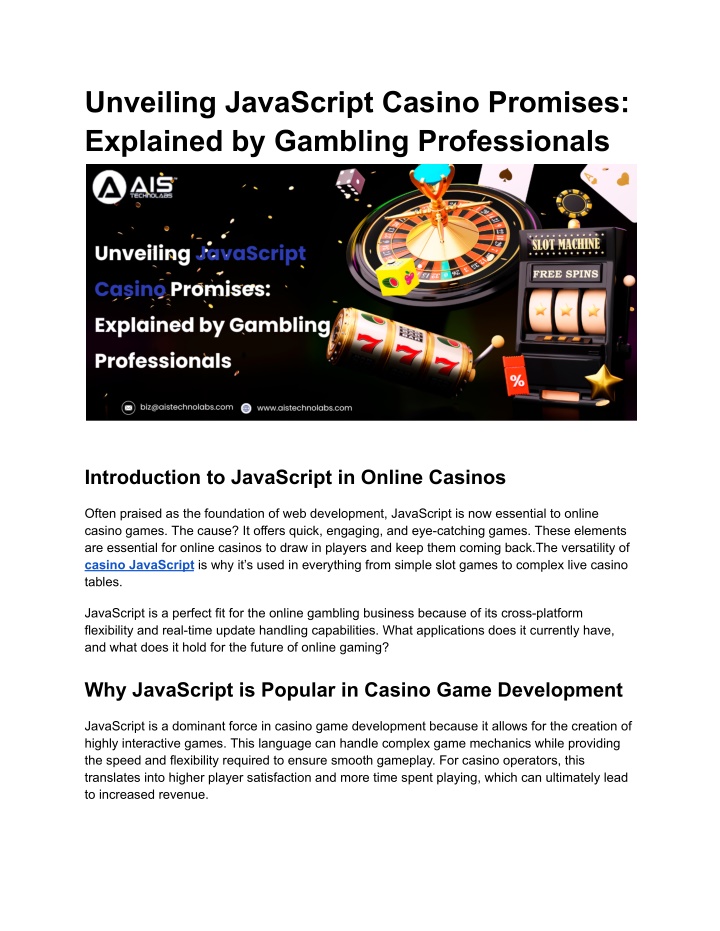 unveiling javascript casino promises explained n.w