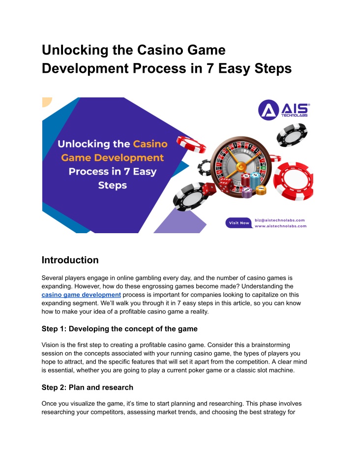 unlocking the casino game development process n.w
